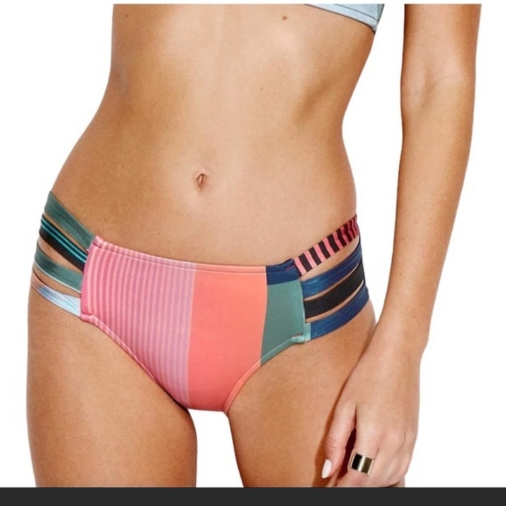 COPY - Seafolly Modern Art Multi Strap Hipster Bikini Pant Pink Multi Size 10